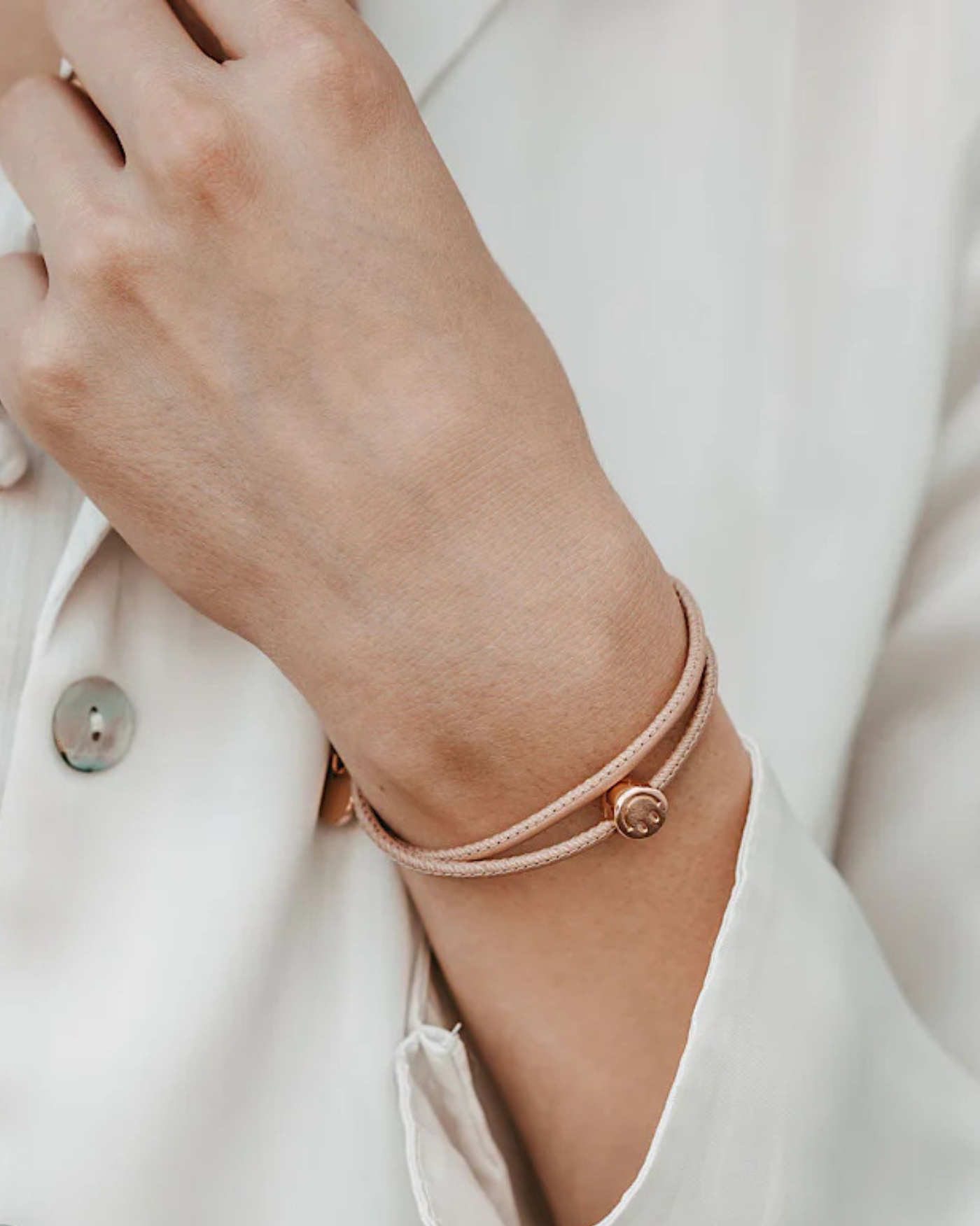 Armband Smiley, Lederband, gold, Smiley, casual