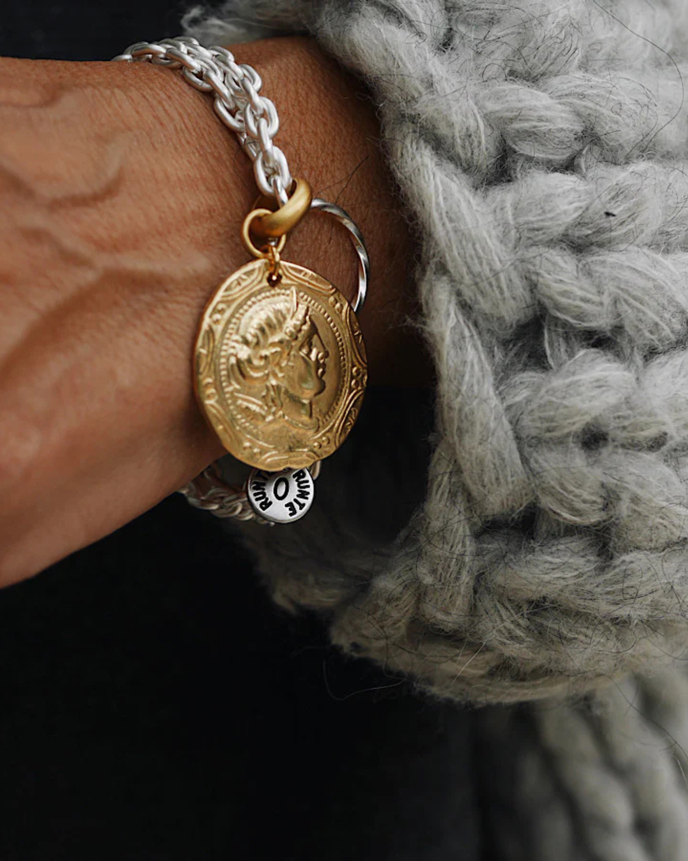 Armband Coin, Gold, Silber, Münze, Runte Schmuck, Armband