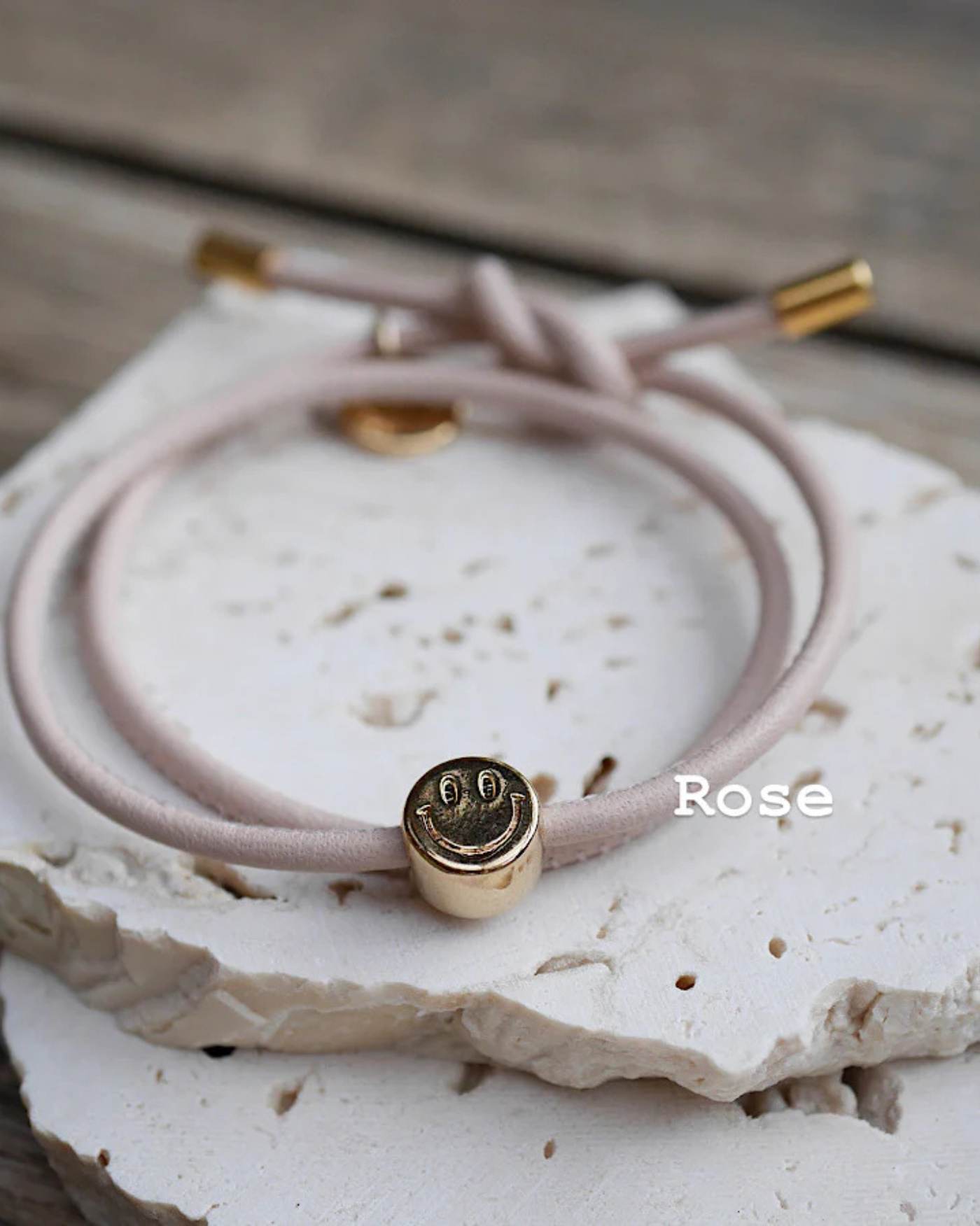 Lederarmband Smiley, Runte Schmuck, Smiley, Lederarmband, Rose