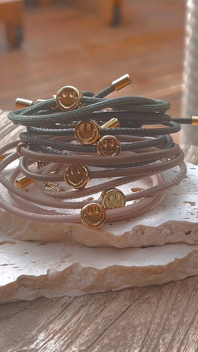 Lederarmband Smiley, Runte Schmuck, Smiley, Lederarmband, Gold, Alle Farben, Auswahl 